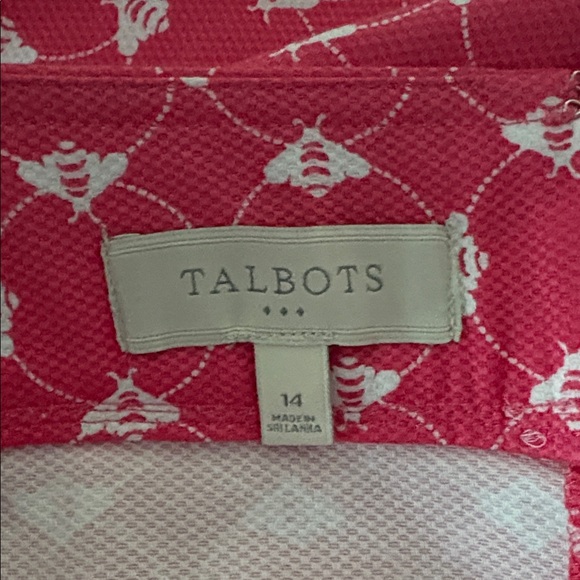 TALBOTS Bumblebee Patterned Short Pencil Skirt in Pink/White Size 14 - Picture 5 of 5